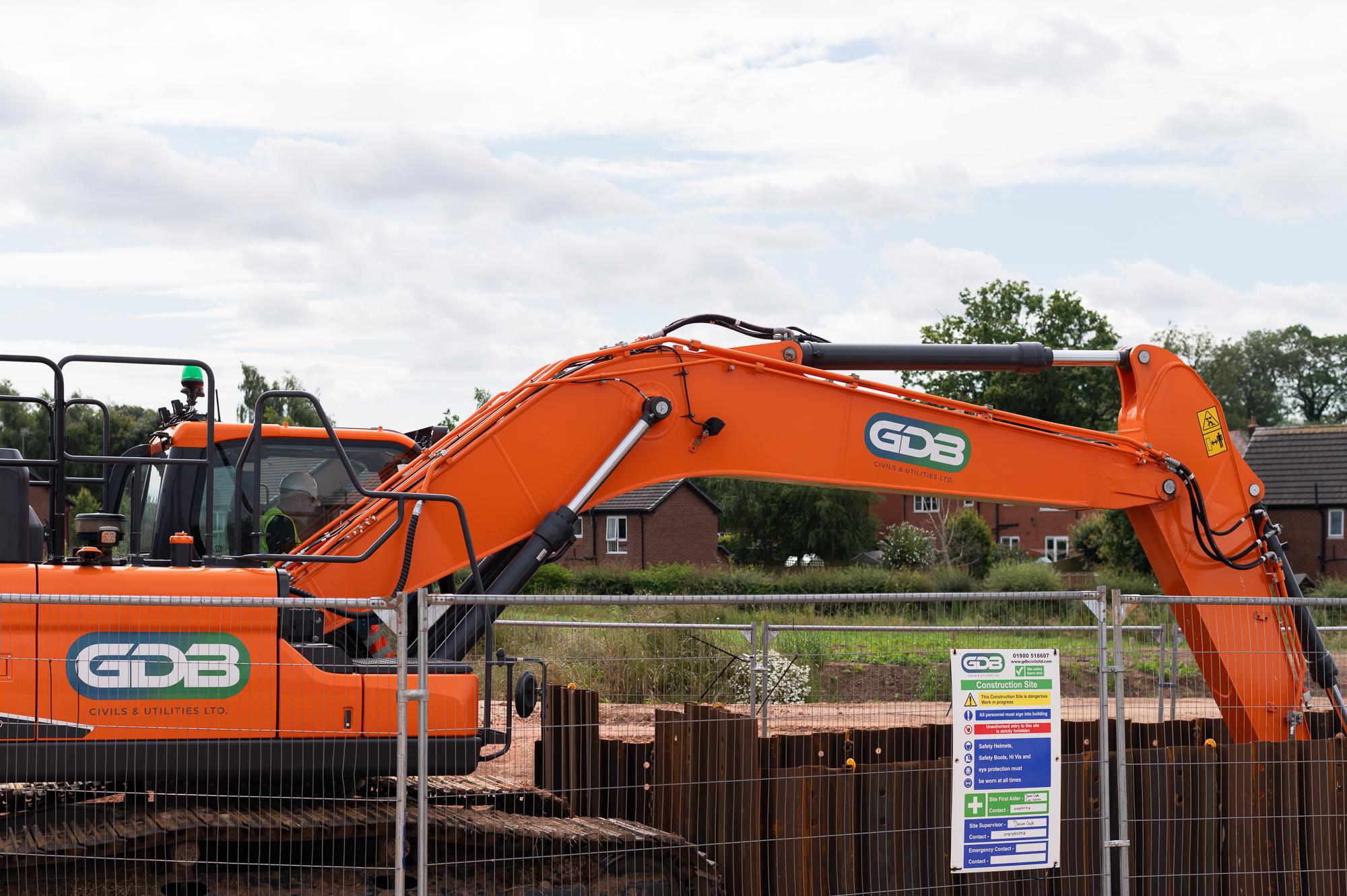 GDB Civils excavator on site